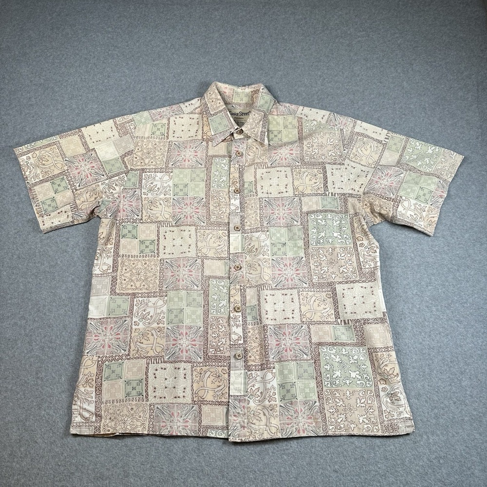 Vintage Cooke Street Honolulu Aloha Shirt Patchwork Tapa Cotton M